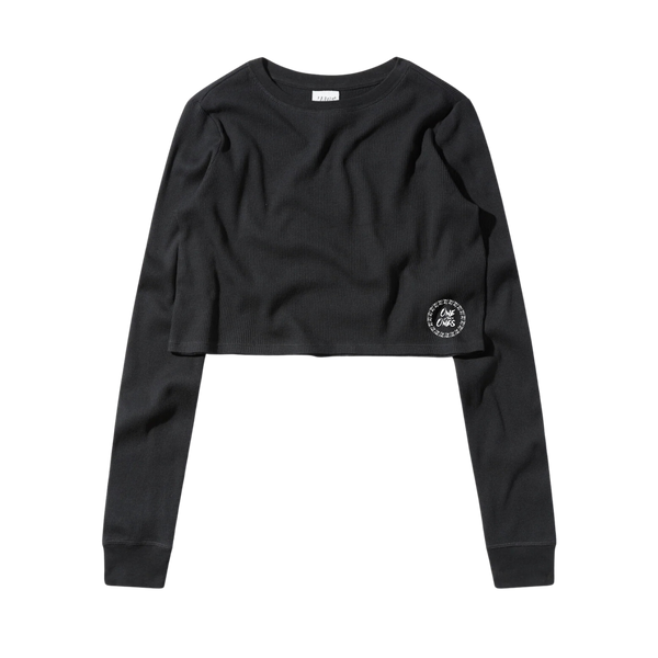 One Of Them Ones - Black Cropped Thermal Longsleeve Tee