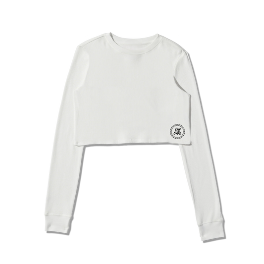 One Of Them Ones - White Cropped Thermal Longsleeve Tee