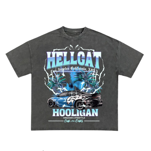 Organik Lyfestyle - Hellcat Hooligan T-Shirt - Grey & Blue