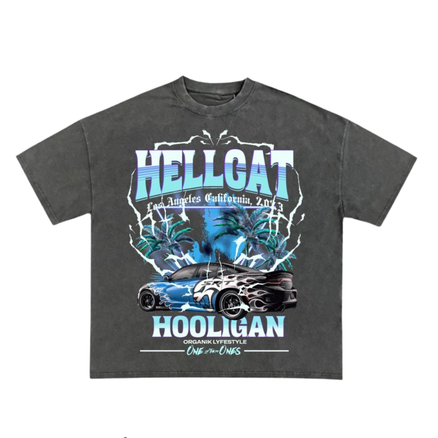 Organik Lyfestyle - Hellcat Hooligan T-Shirt - Grey & Blue
