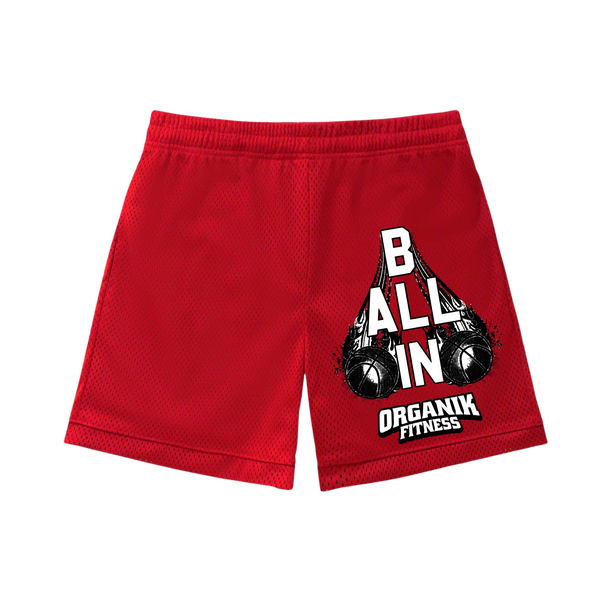 Organik Lyfestyle - B' ALL' IN Mesh Shorts- Red