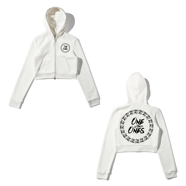 One Of Them Ones - White Cropped Full Zip Body Bag Hoodie