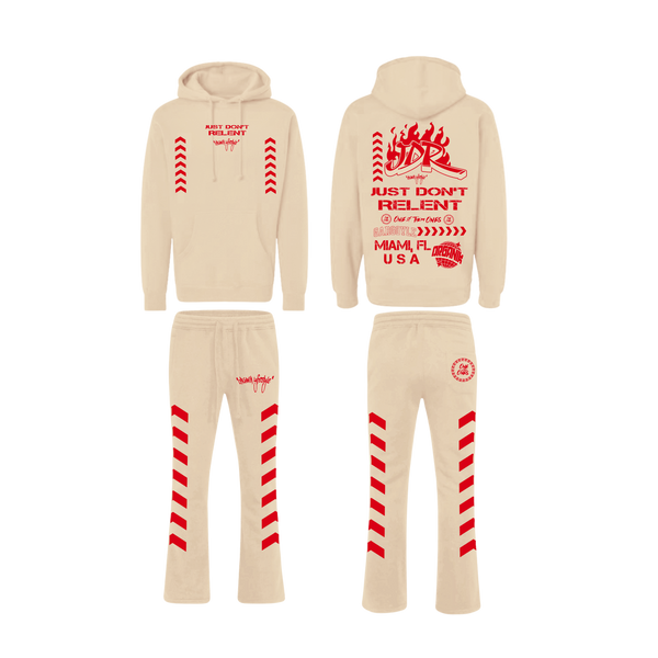 Organik Lyfestyle - Just Dont Relent Creme Hoodie Set