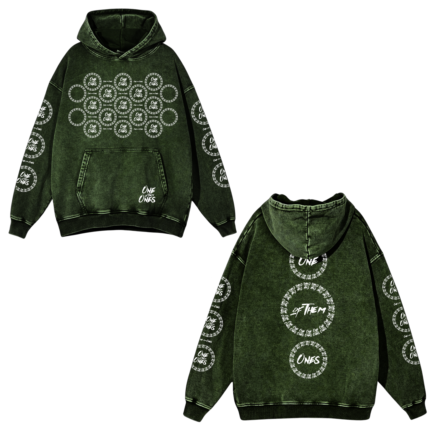 One Of Them Ones Circle Of Greatness  - Garment Dyed Green Hoodie