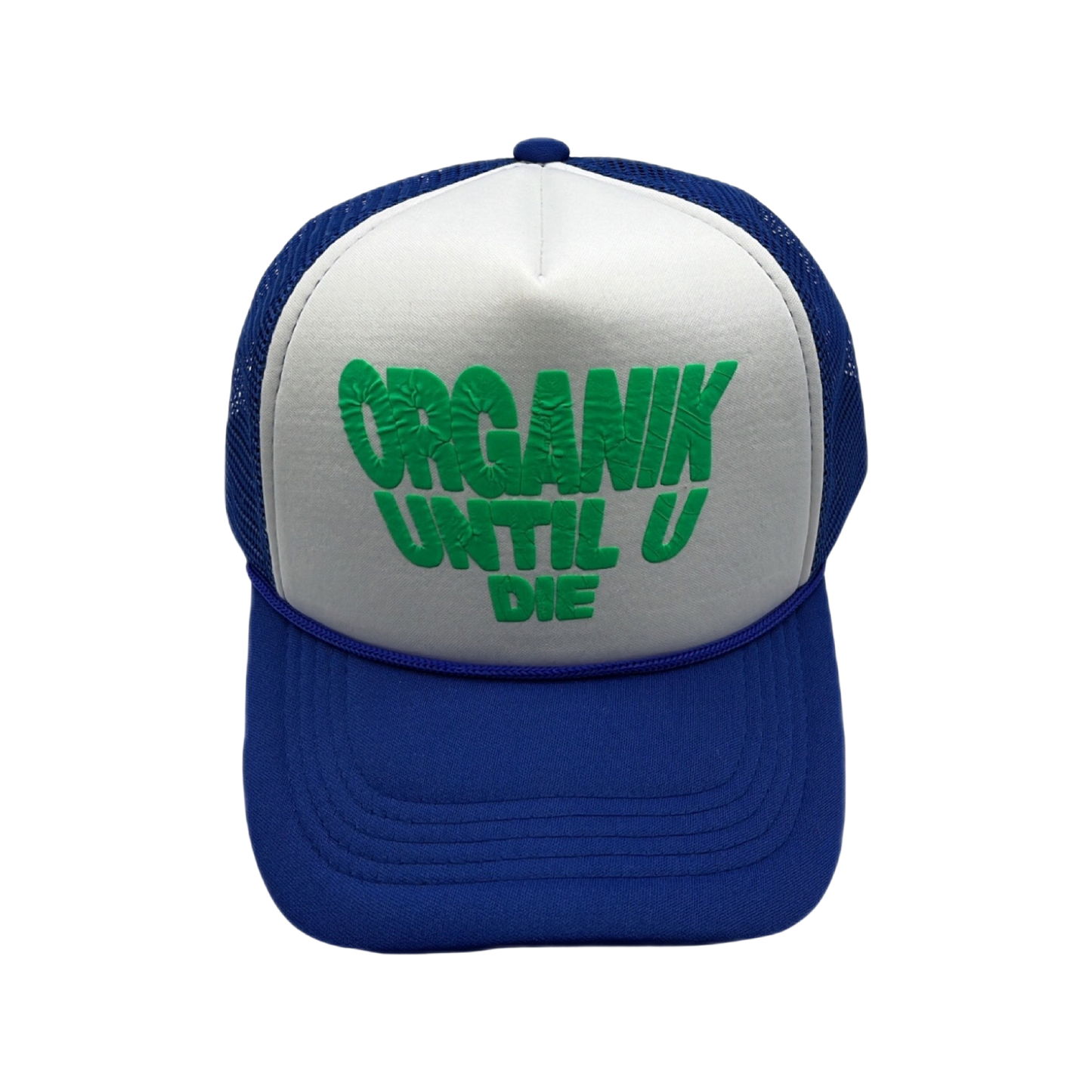 Mr. Organik and Grind Until U Die Trucker Hat Collab Blue